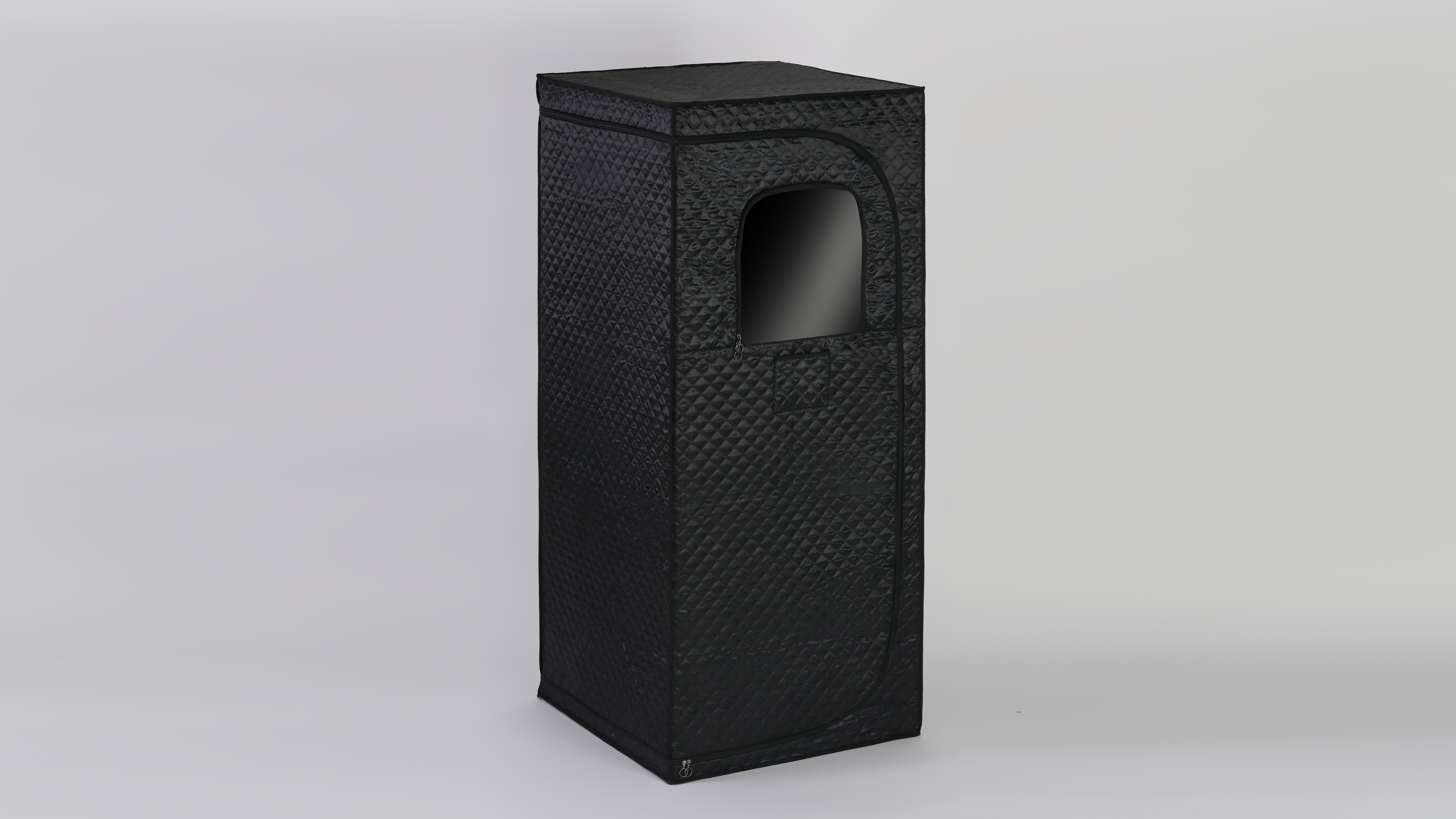 Waterproof and heat-resistant portable sauna box with built-in temperature control and timer function, designed for home or spa use