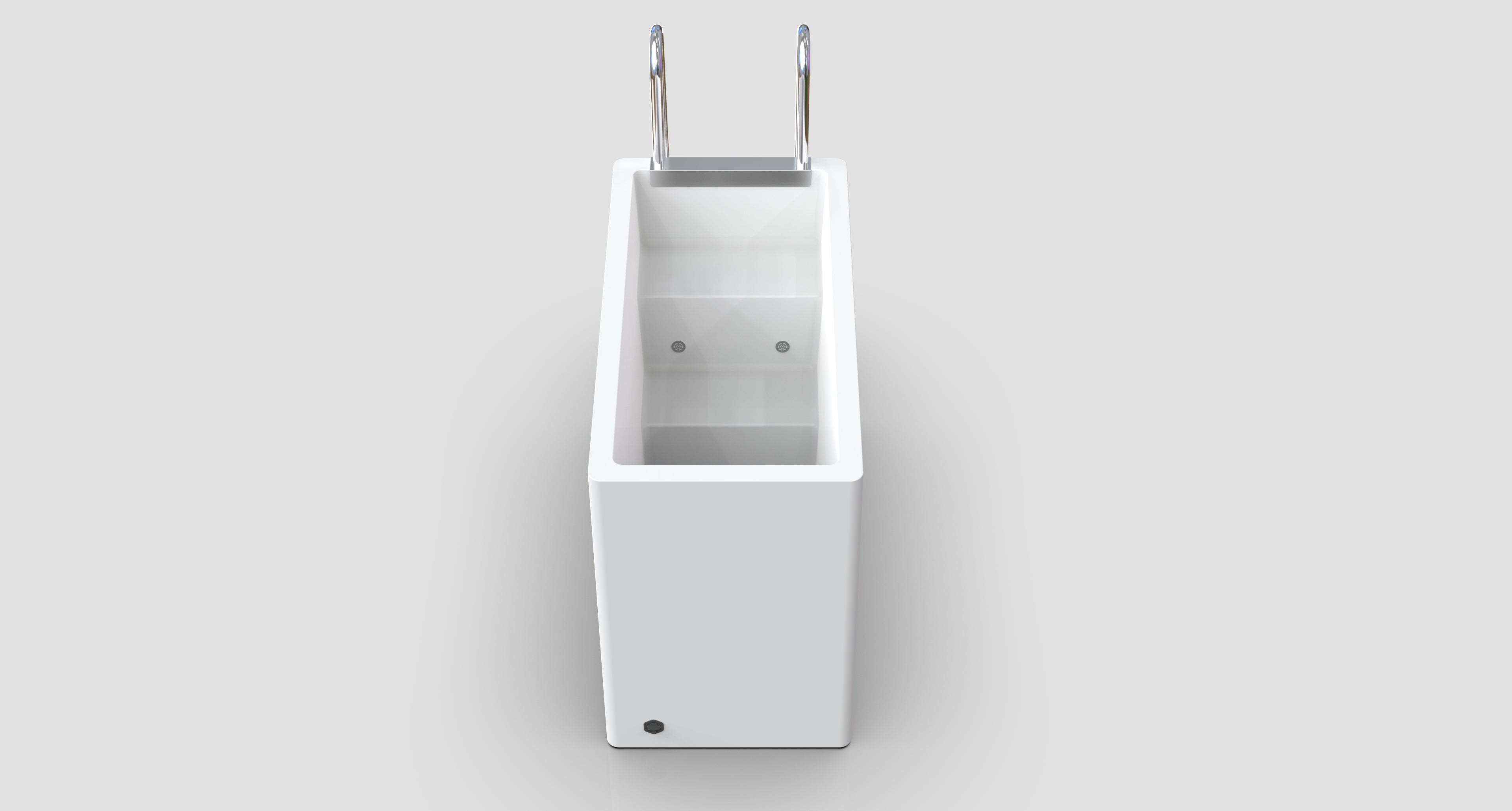 White all-in-one Ice Bath Tub with Built-in chiller, Ladder & Control Panel