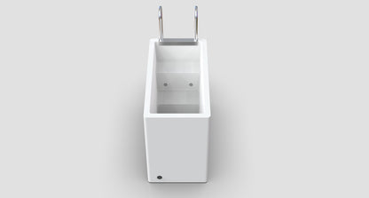 White all-in-one Ice Bath Tub with Built-in chiller, Ladder & Control Panel