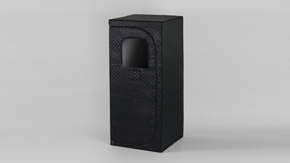 Waterproof and heat-resistant portable sauna box with built-in temperature control and timer function, designed for home or spa use