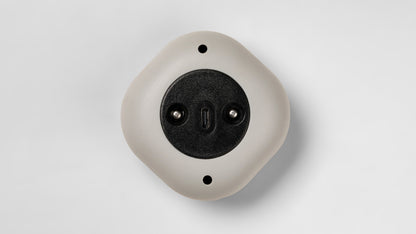 A gray bathtub thermometer back with Type-C charging port and waterproof feature